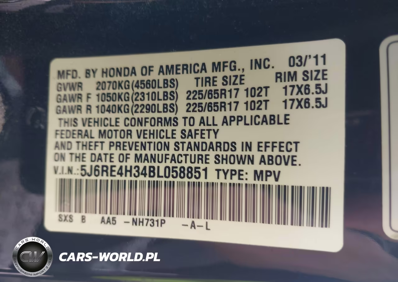 2011 Honda Cr-V Lx VIN:5J6RE4H34BL058851 - 9