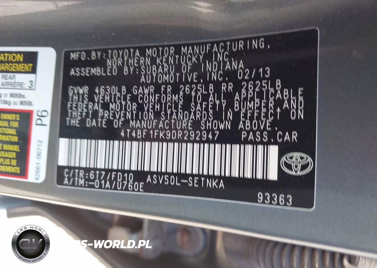 2013 Toyota Camry Le VIN:4T4BF1FK9DR292947 - 9