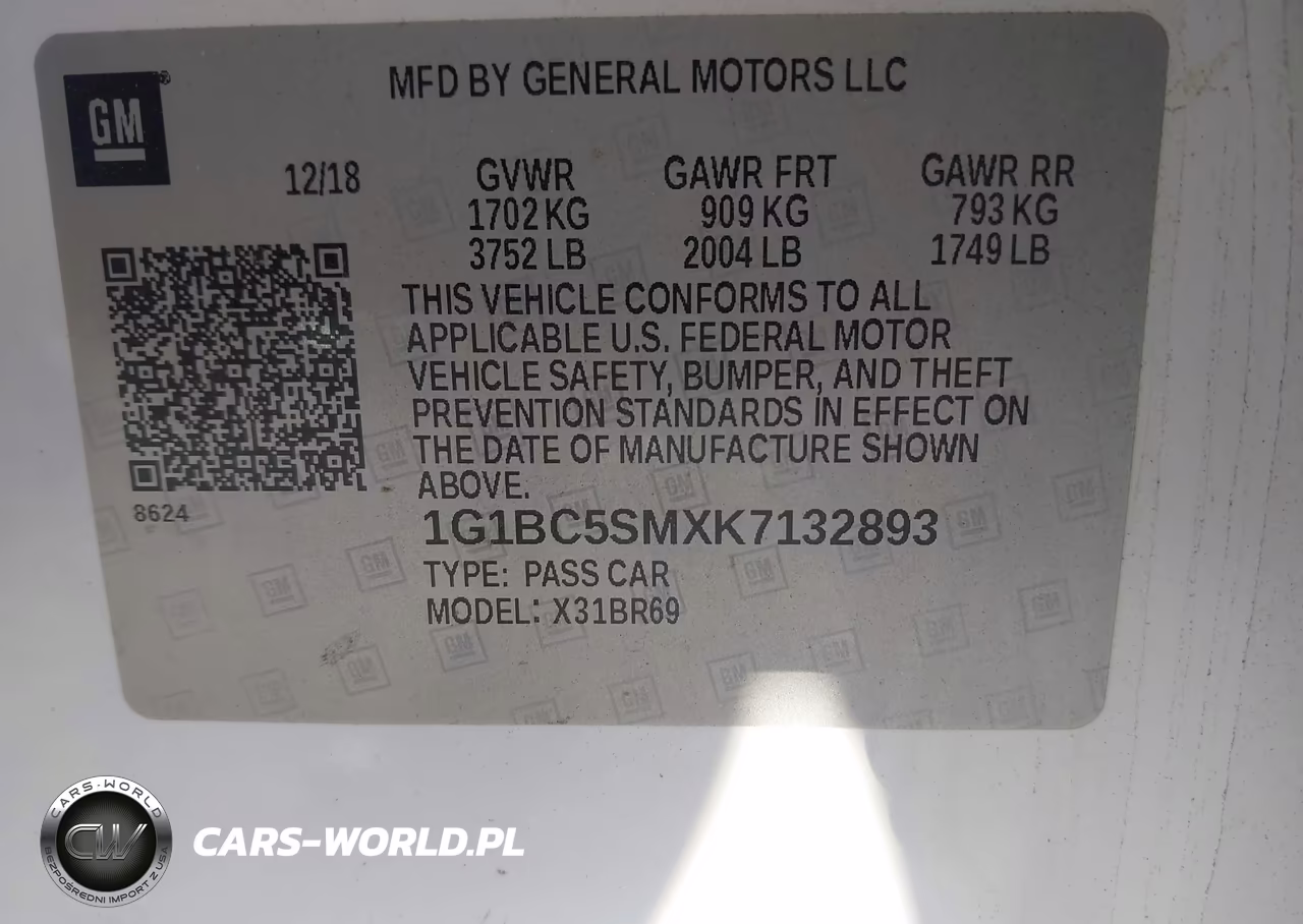2019 Chevrolet Cruze Ls VIN:1G1BC5SMXK7132893 - 9