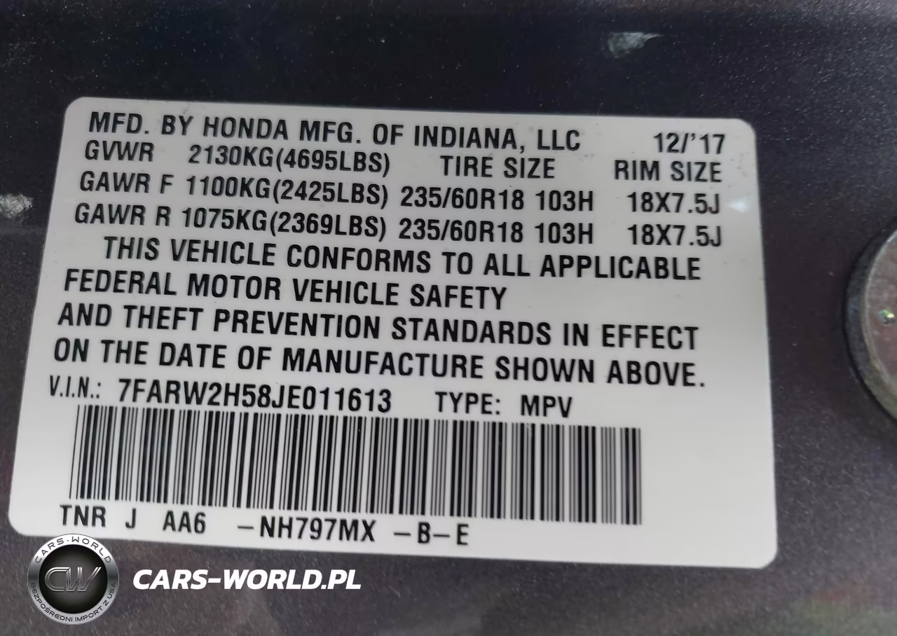 2018 Honda Cr-V Ex VIN:7FARW2H58JE011613 - 9