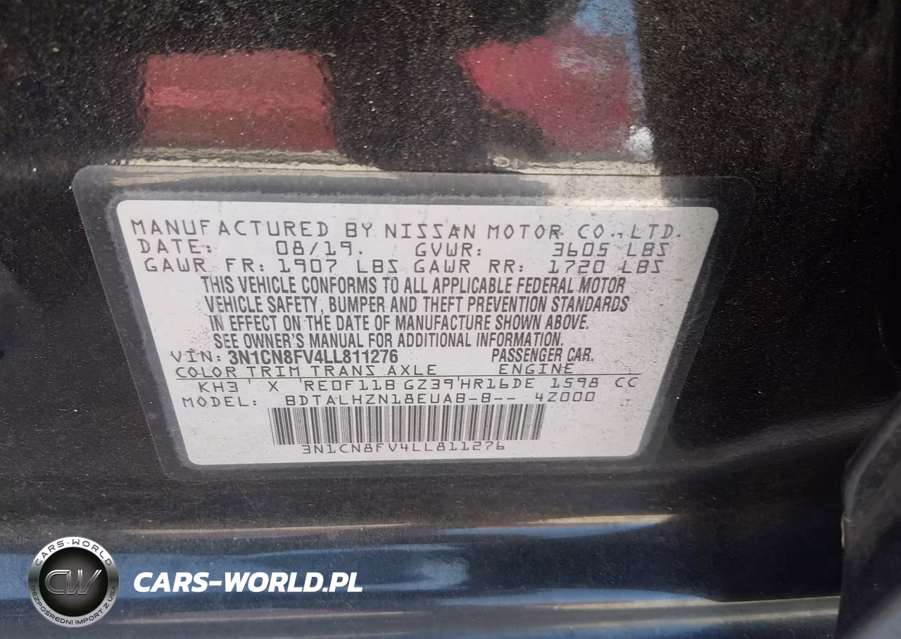 2020 Nissan Versa Sr Xtronic Cvt VIN:3N1CN8FV4LL811276 - 9