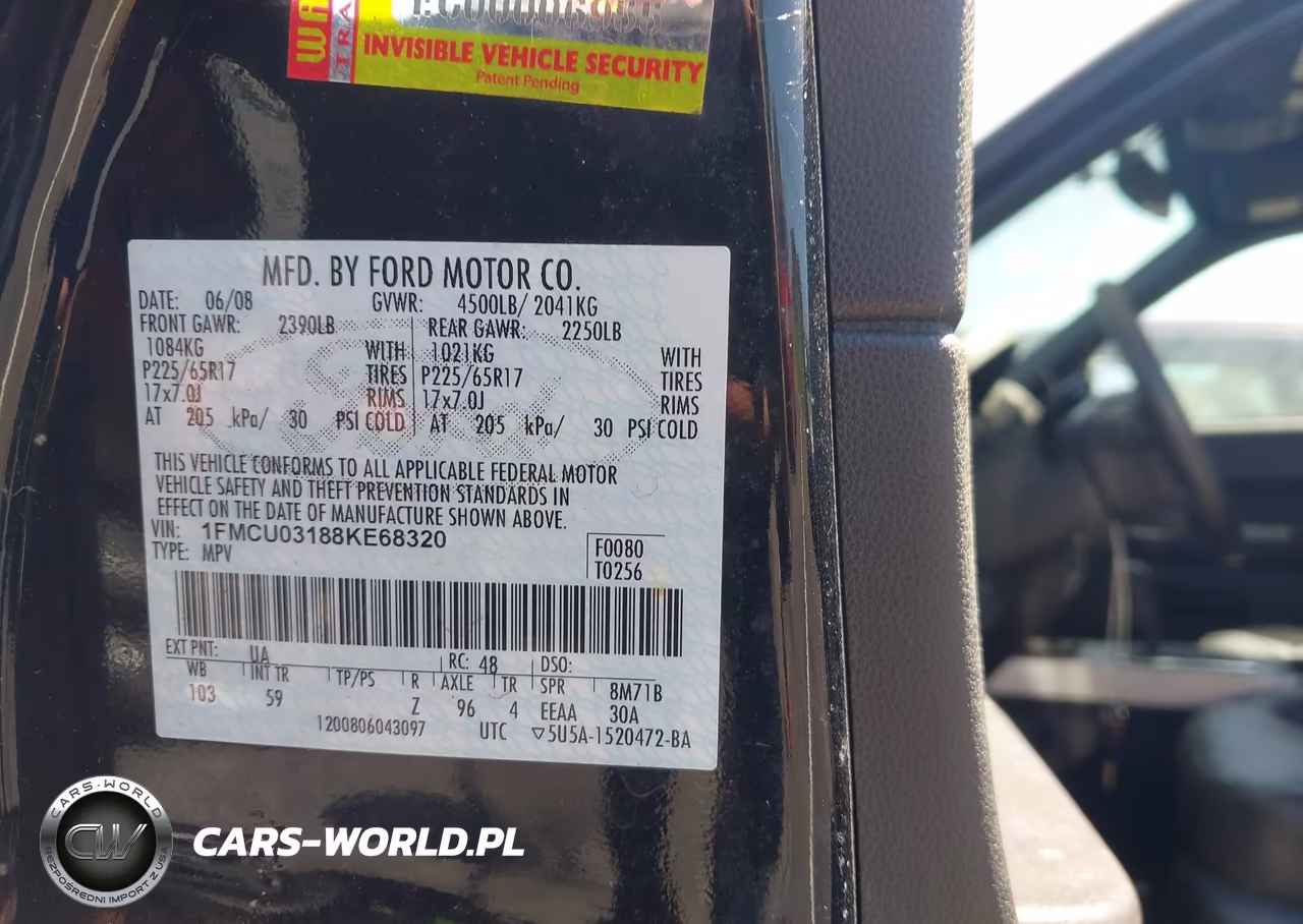 2008 Ford Escape Xlt VIN:1FMCU03188KE68320 - 9