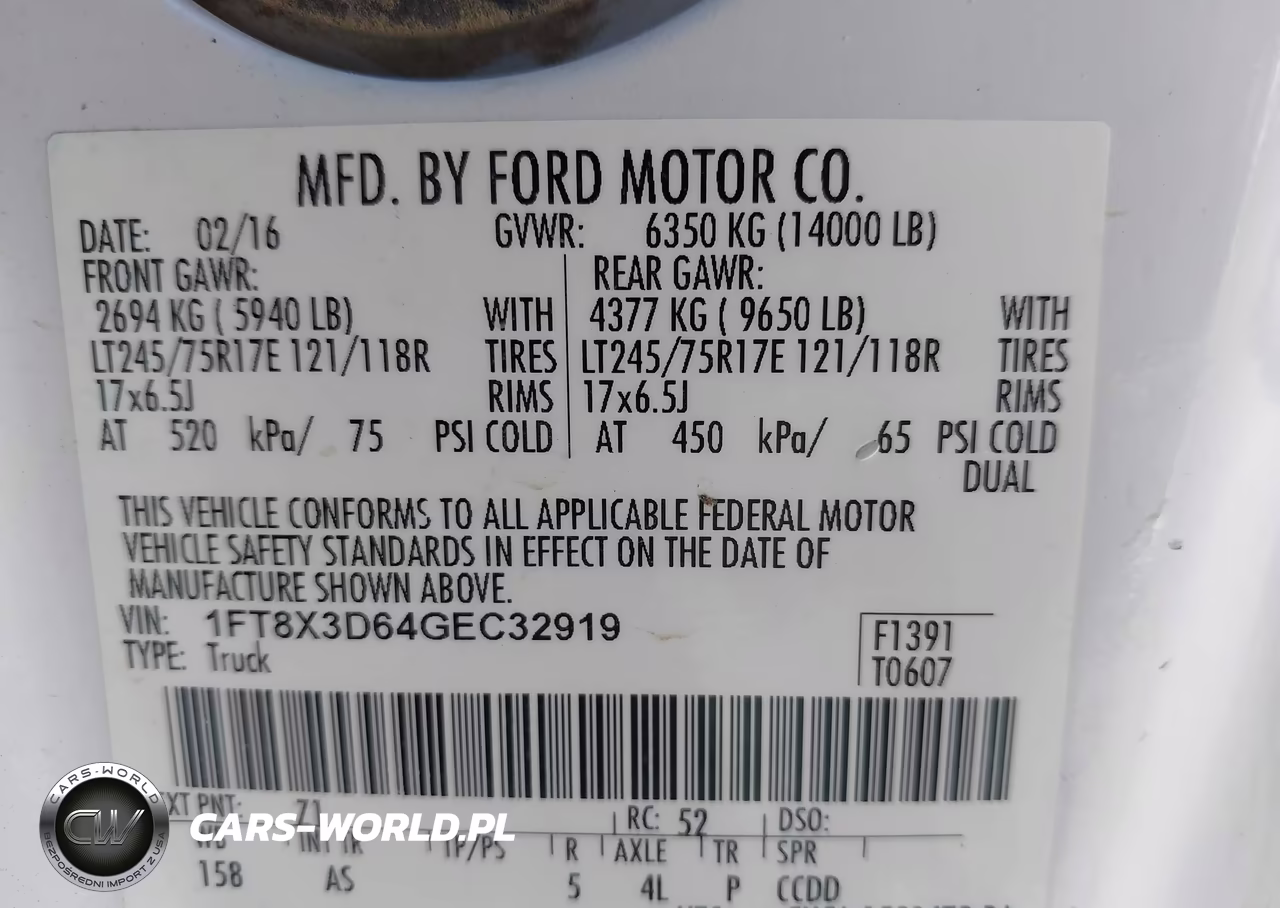 2016 Ford F-350 Xl VIN:1FT8X3D64GEC32919 - 9