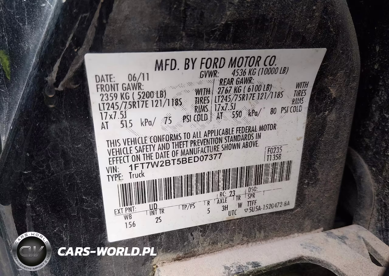 2011 Ford F-250 Xlt VIN:1FT7W2BT5BED07377 - 9
