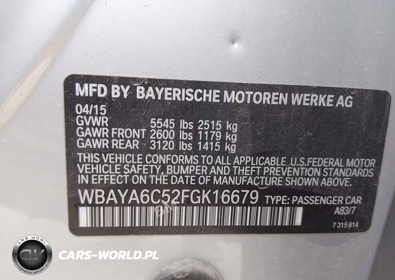 2015 BMW 740I VIN:WBAYA6C52FGK16679 - 9