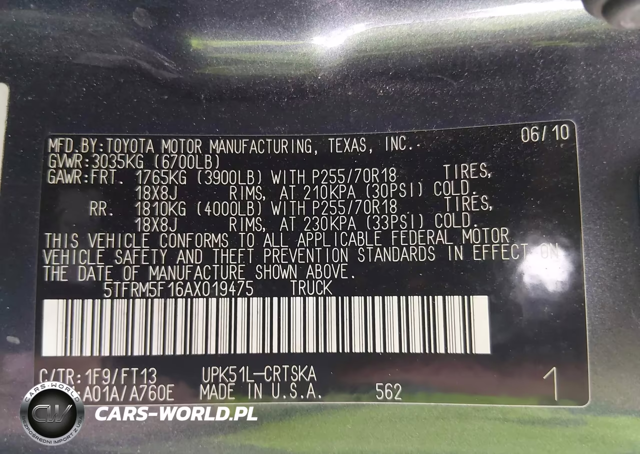 2010 Toyota Tundra Grade 4.6L V8 VIN:5TFRM5F16AX019475 - 9