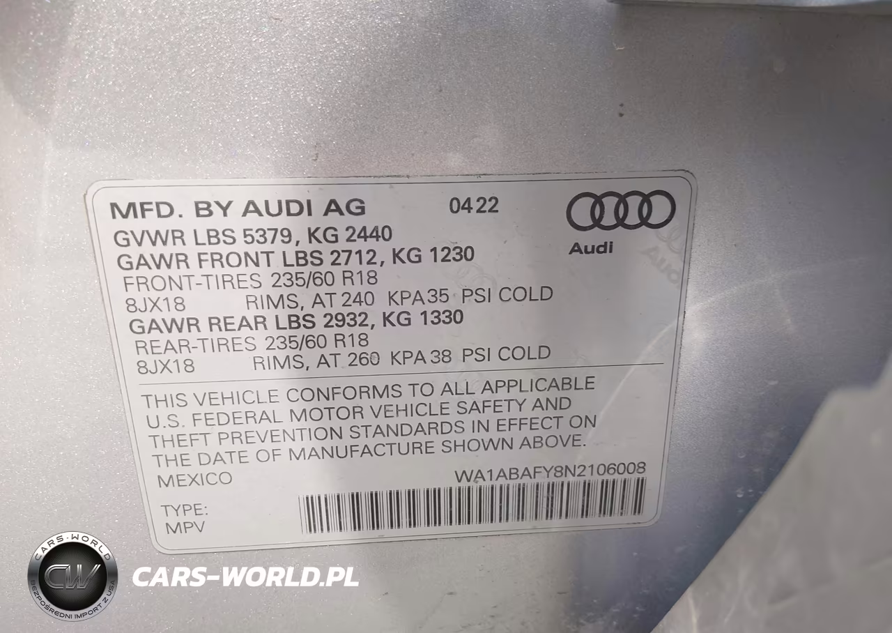 2022 Audi Q5 Premium 40 Tfsi Quattro S Tronic VIN:WA1ABAFY8N2106008 - 9