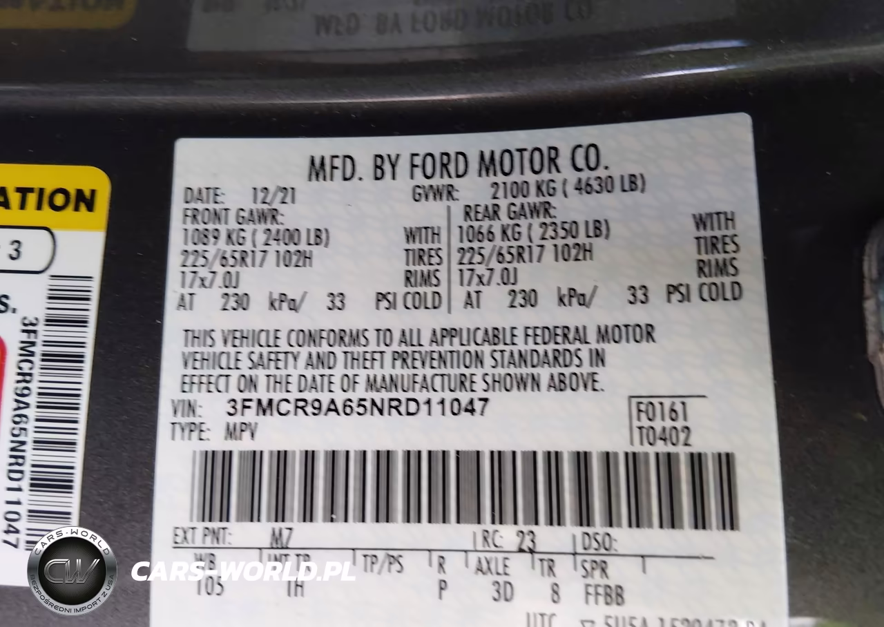 2022 Ford Bronco Sport VIN:3FMCR9A65NRD11047 - 9