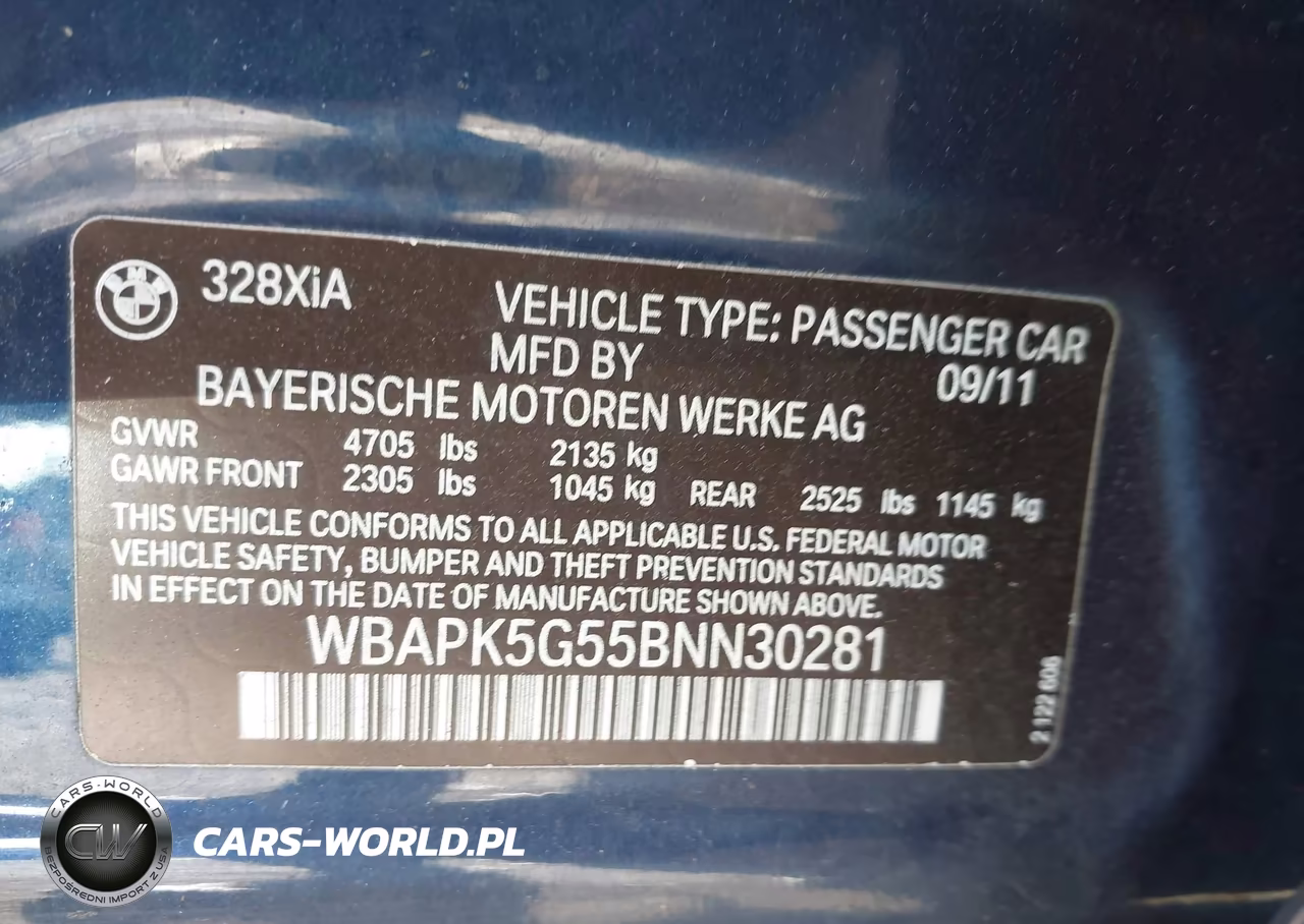 2011 BMW 328I xDrive VIN:WBAPK5G55BNN30281 - 9