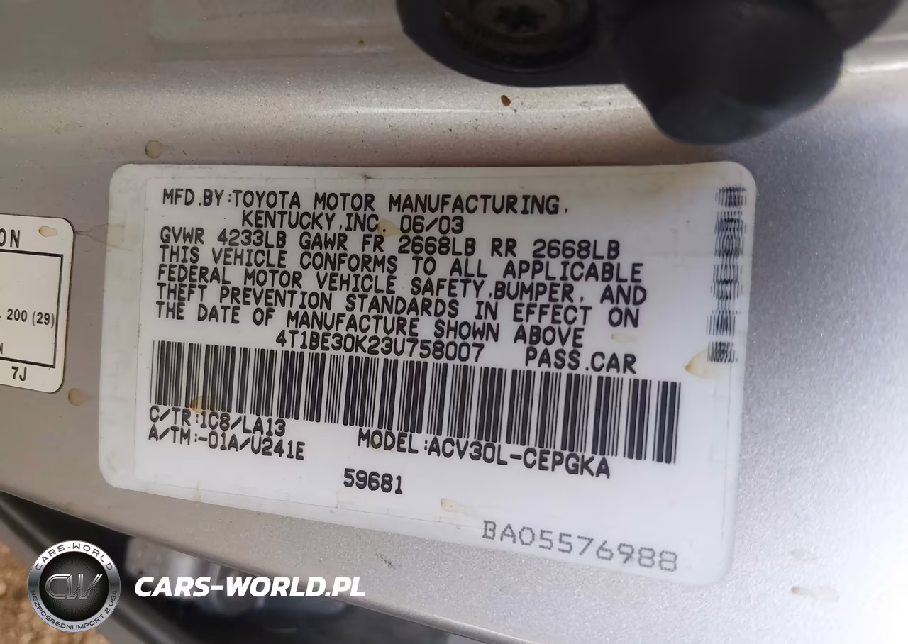 2003 Toyota Camry Xle VIN:4T1BE30K23U758007 - 9