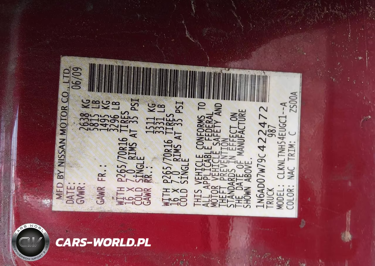 2009 Nissan Frontier Le-Pro-4X-Se VIN:1N6AD07W79C422472 - 9