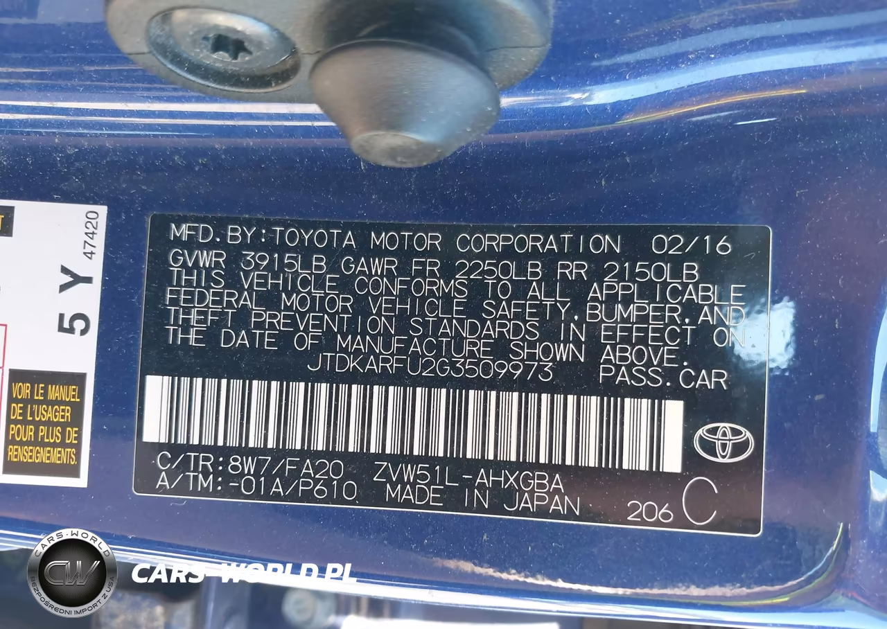 2016 Toyota Prius Three VIN:JTDKARFU2G3509973 - 9
