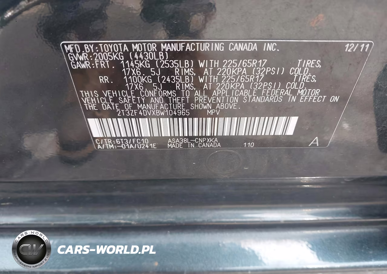 2011 Toyota Rav4 VIN:2T3ZF4DVXBW104965 - 9
