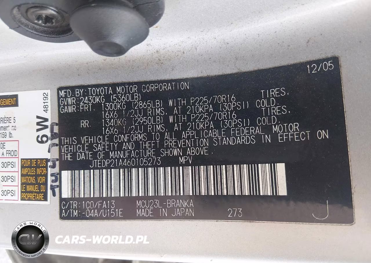 2006 Toyota Highlander V6 VIN:JTEDP21A460105273 - 9