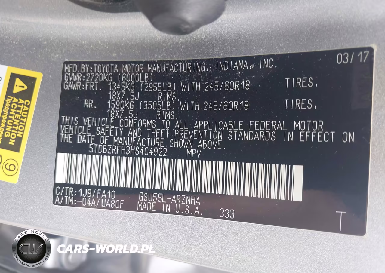 2017 Toyota Highlander Le Plus VIN:5TDBZRFH3HS404922 - 9