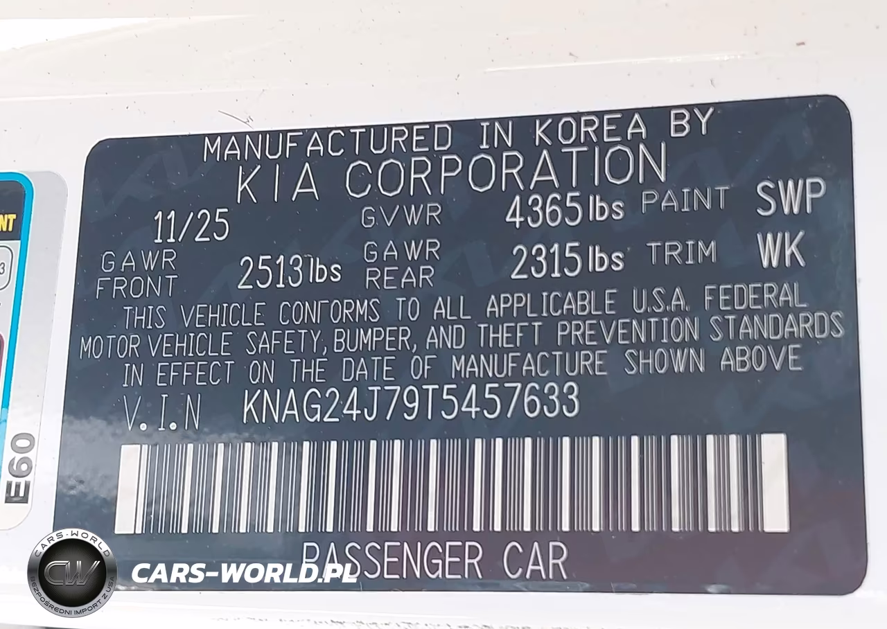 2026 Kia K5 Lxs Fwd VIN:KNAG24J79T5457633 - 9