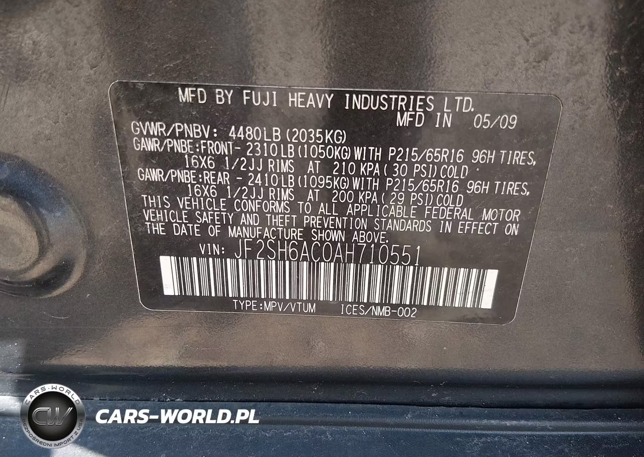 2010 Subaru Forester 2.5X VIN:JF2SH6AC0AH710551 - 9
