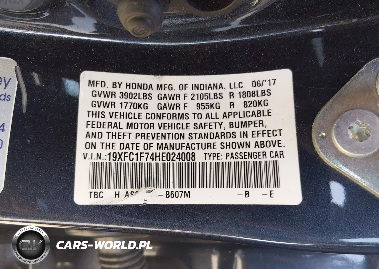 2017 Honda Civic Ex-L VIN:19XFC1F74HE024008 - 9