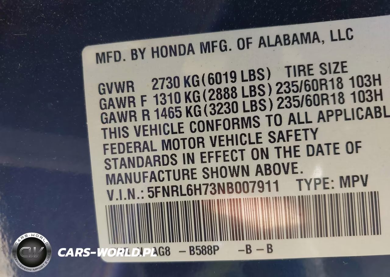 2022 Honda Odyssey Ex-L VIN:5FNRL6H73NB007911 - 9