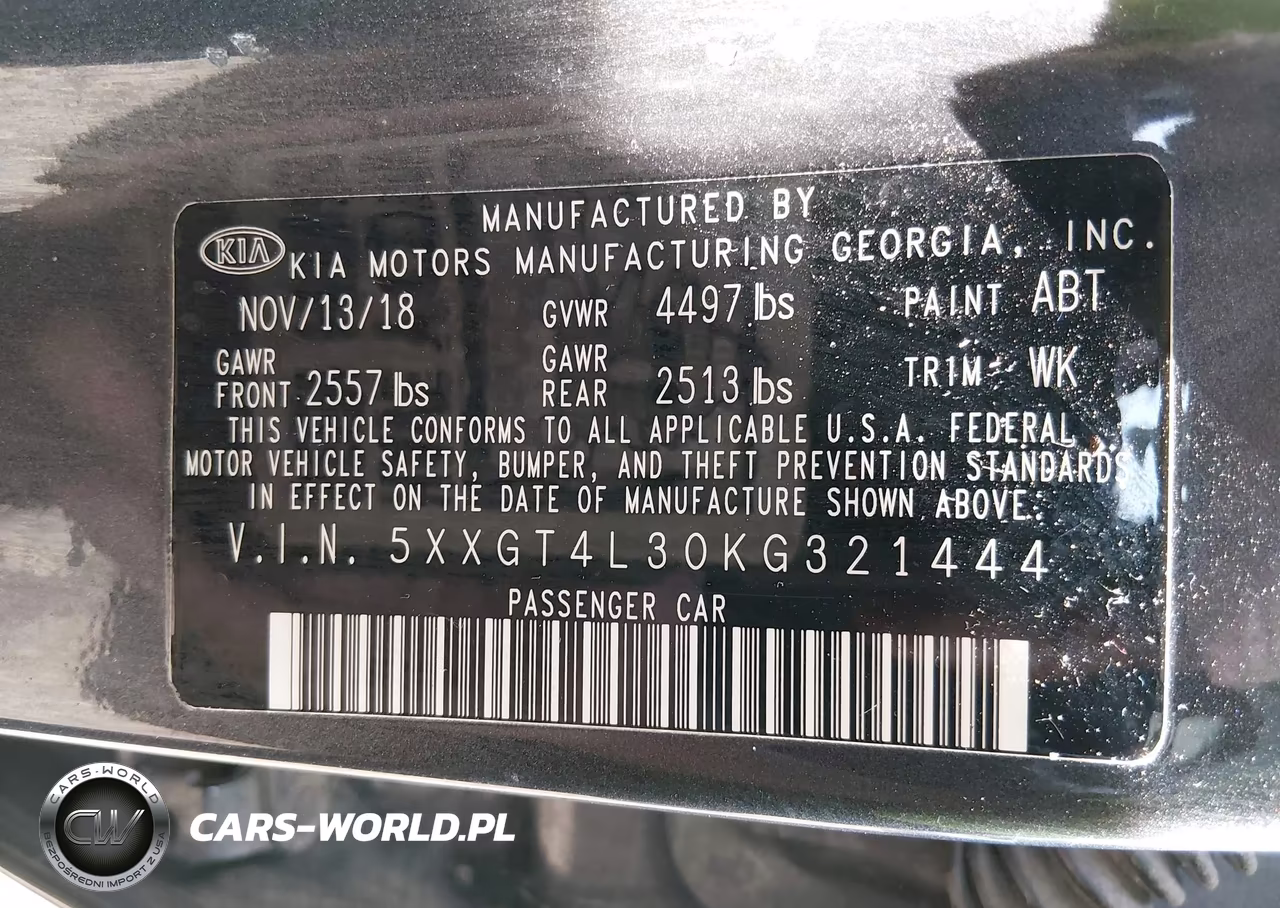 2019 Kia Optima S VIN:5XXGT4L30KG321444 - 9