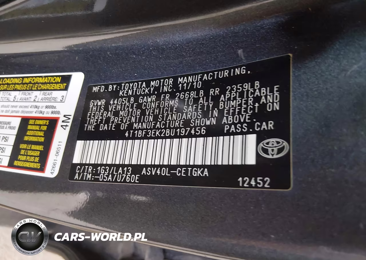 2011 Toyota Camry Xle VIN:4T1BF3EK2BU197456 - 9