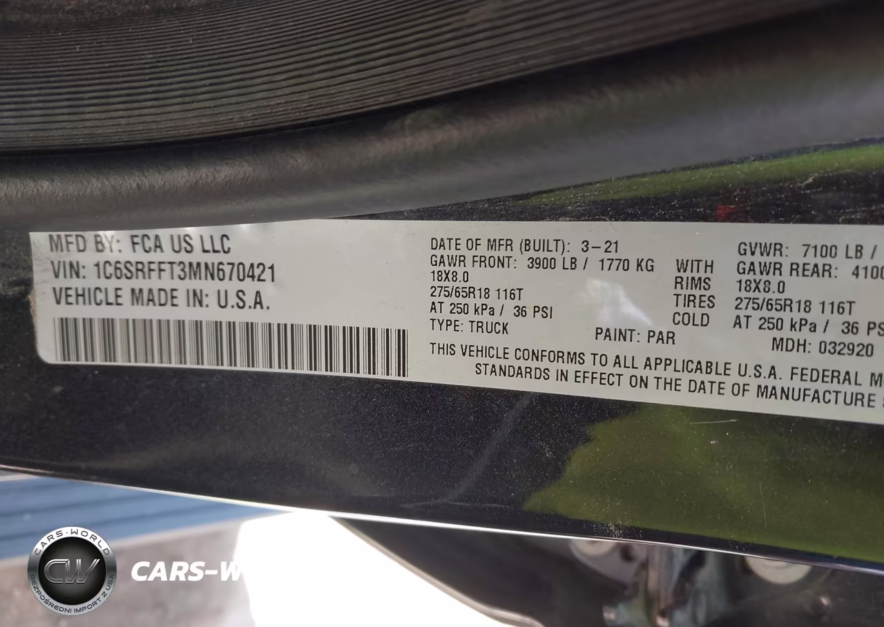 2021 Ram 1500 Big Horn 4X4 5'7 Box VIN:1C6SRFFT3MN670421 - 9