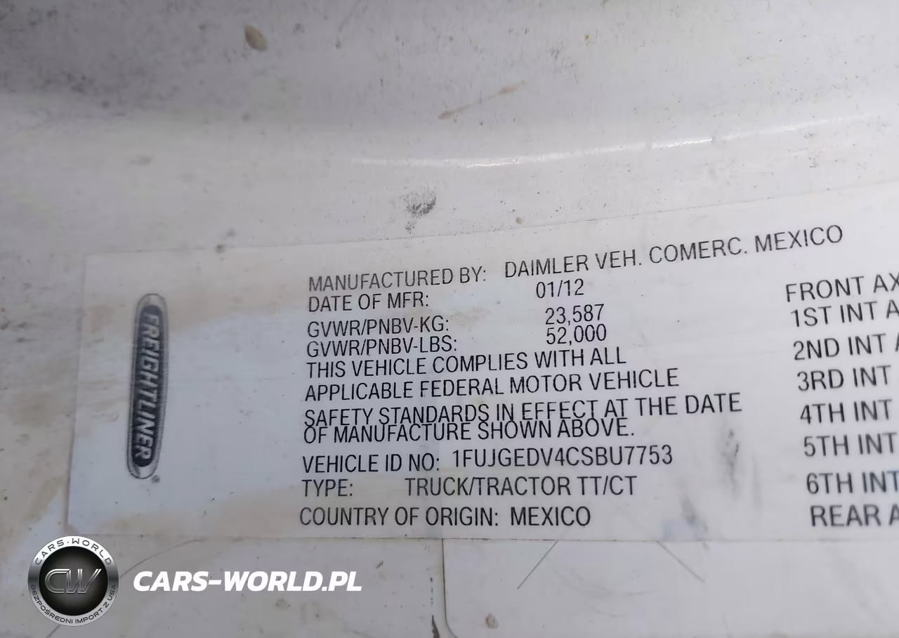 2012 Freightliner Cascadia 125 VIN:1FUJGEDV4CSBU7753 - 9