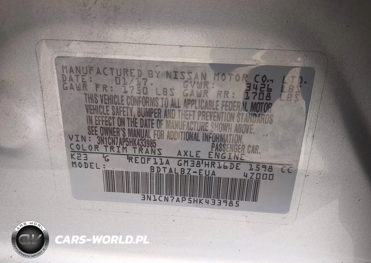 2017 Nissan Versa 1.6 Sv VIN:3N1CN7AP5HK433985 - 9