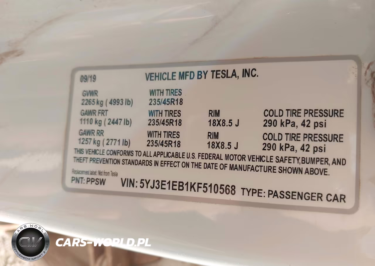 2019 Tesla Model 3 Long Range-Performance VIN:5YJ3E1EB1KF510568 - 9