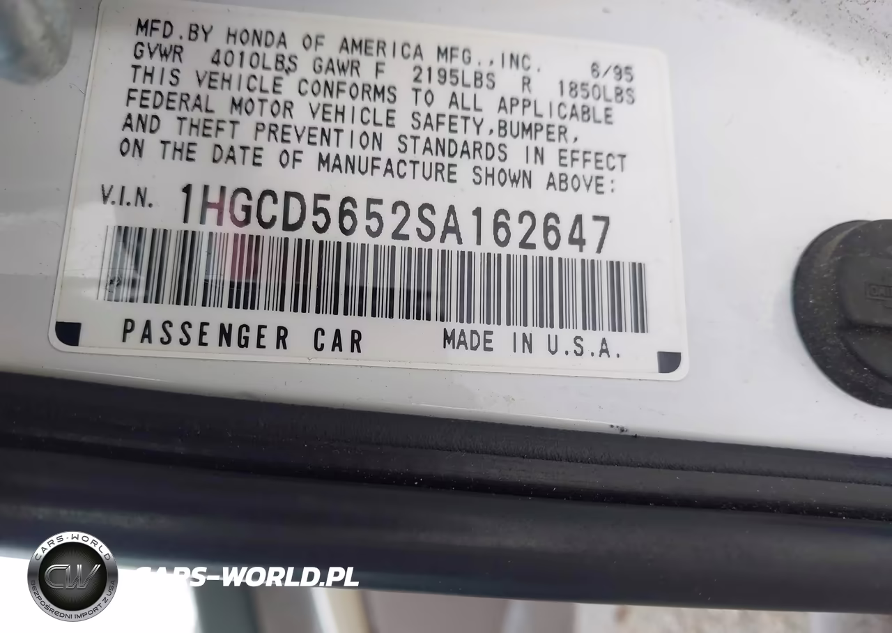 1995 Honda Accord Ex VIN:1HGCD5652SA162647 - 9