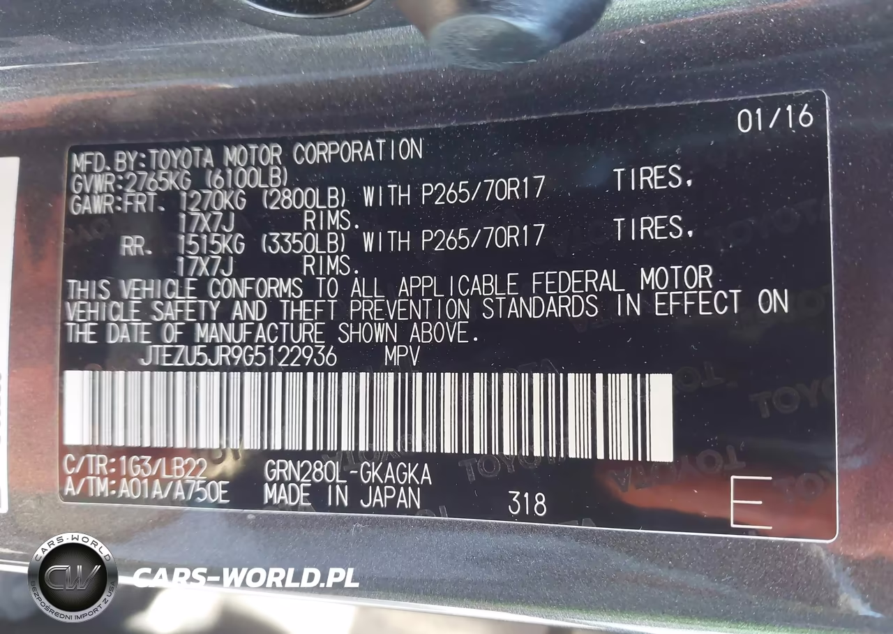 2016 Toyota 4Runner Sr5 Premium VIN:JTEZU5JR9G5122936 - 9
