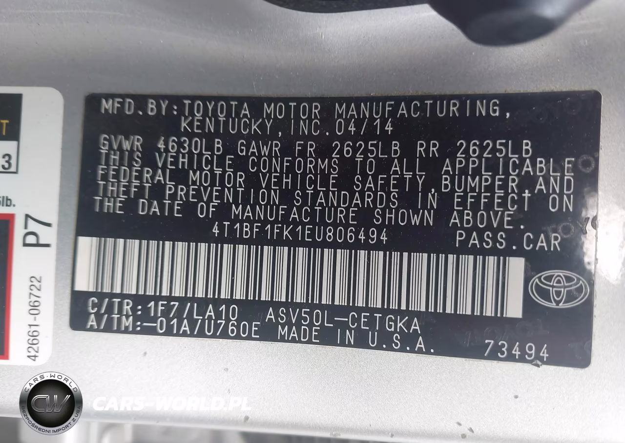 2014 Toyota Camry Xle VIN:4T1BF1FK1EU806494 - 9