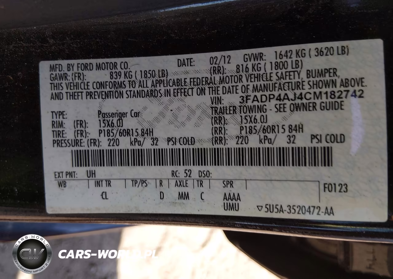 2012 Ford Fiesta S VIN:3FADP4AJ4CM182742 - 9