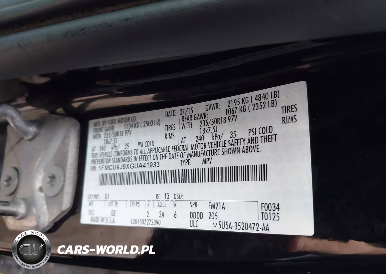 2016 Ford Escape Titanium VIN:1FMCU9J9XGUA41933 - 9