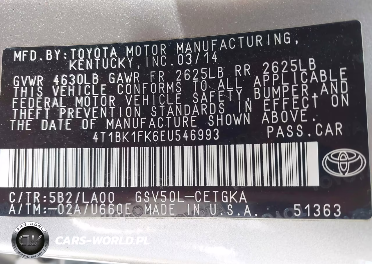 2014 Toyota Camry Xle V6 VIN:4T1BK1FK6EU546993 - 9