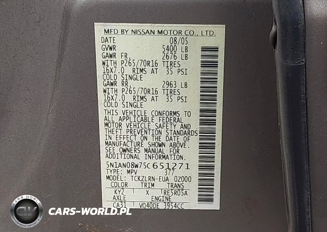2005 Nissan Xterra S VIN:5N1AN08W75C651271 - 9