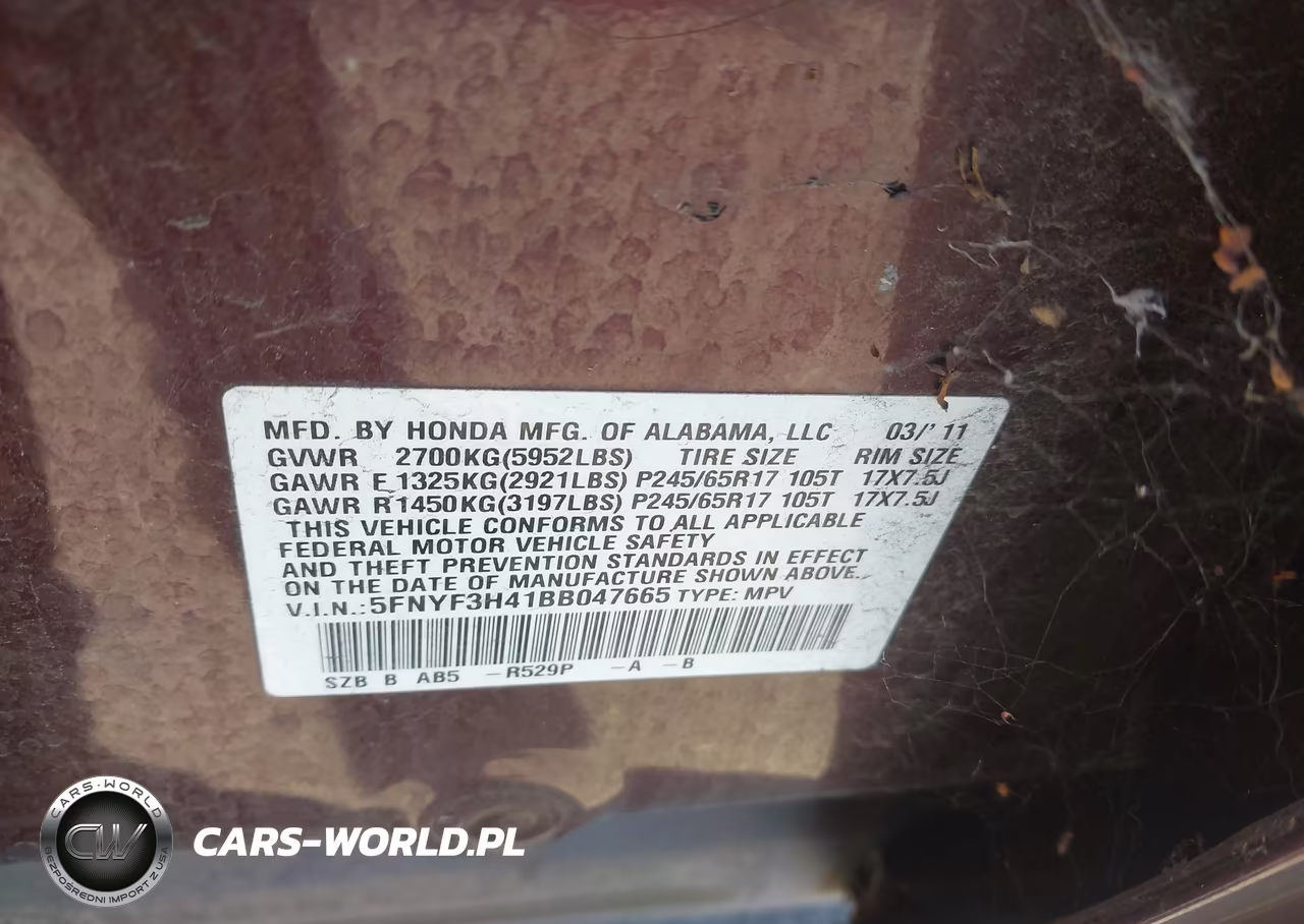 2011 Honda Pilot Ex VIN:5FNYF3H41BB047665 - 9