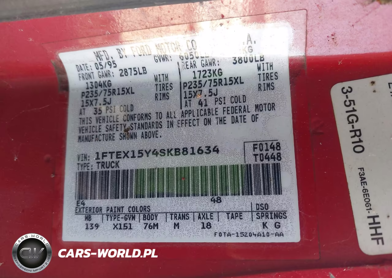 1995 Ford F150 VIN:1FTEX15Y4SKB81634 - 9
