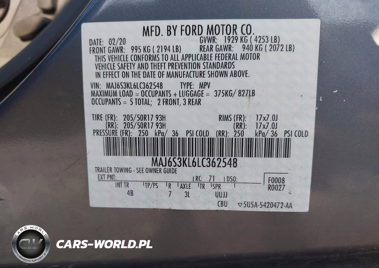 2020 Ford Ecosport Titanium VIN:MAJ6S3KL6LC362548 - 9