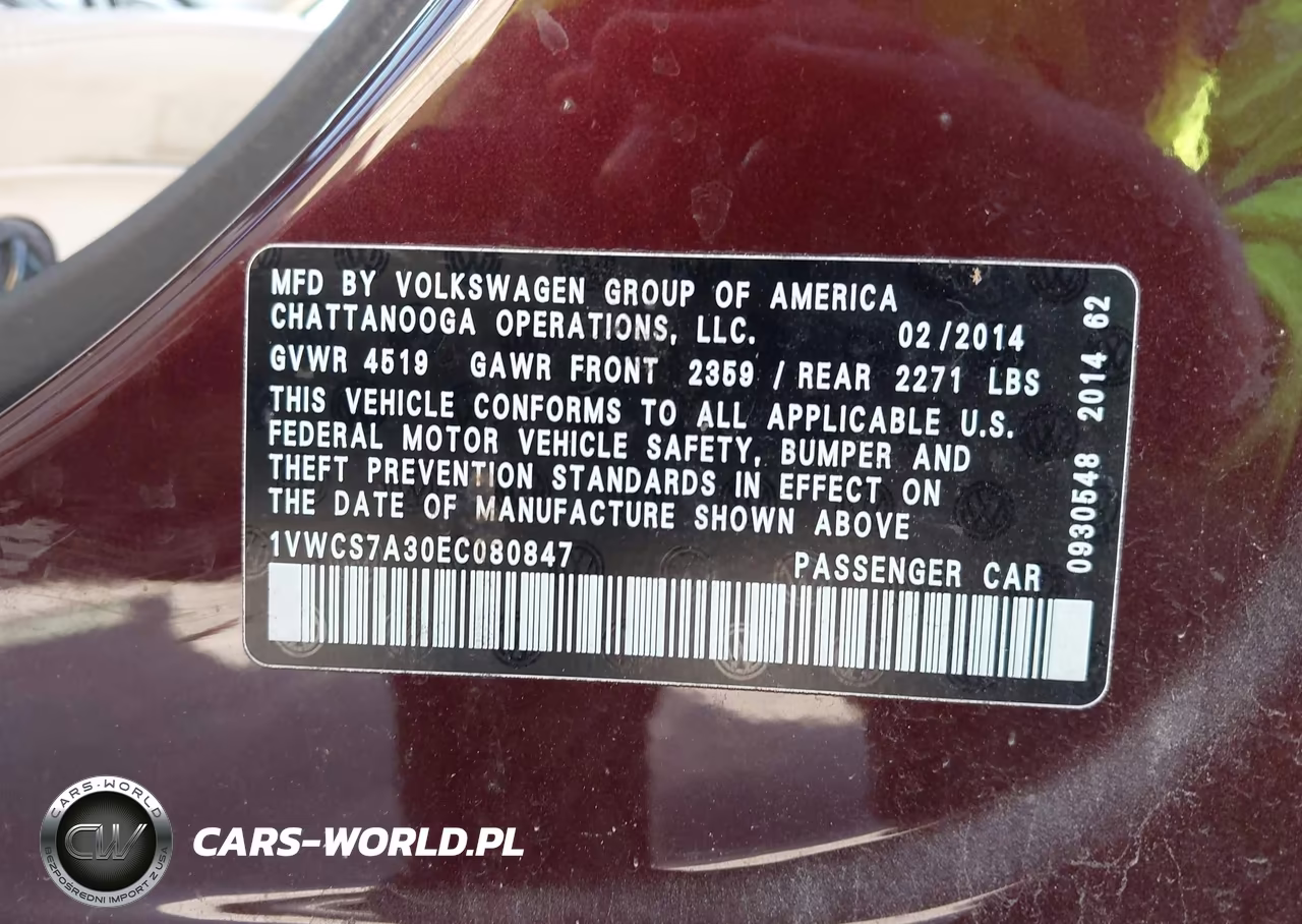 2014 Volkswagen Passat 1.8T Sel Premium VIN:1VWCS7A30EC080847 - 9