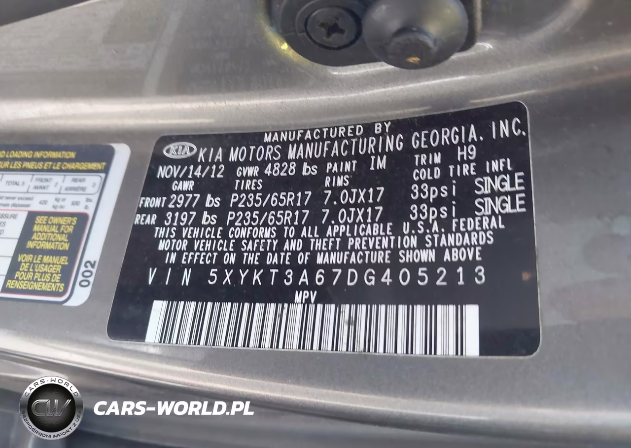 2013 Kia Sorento Lx VIN:5XYKT3A67DG405213 - 9