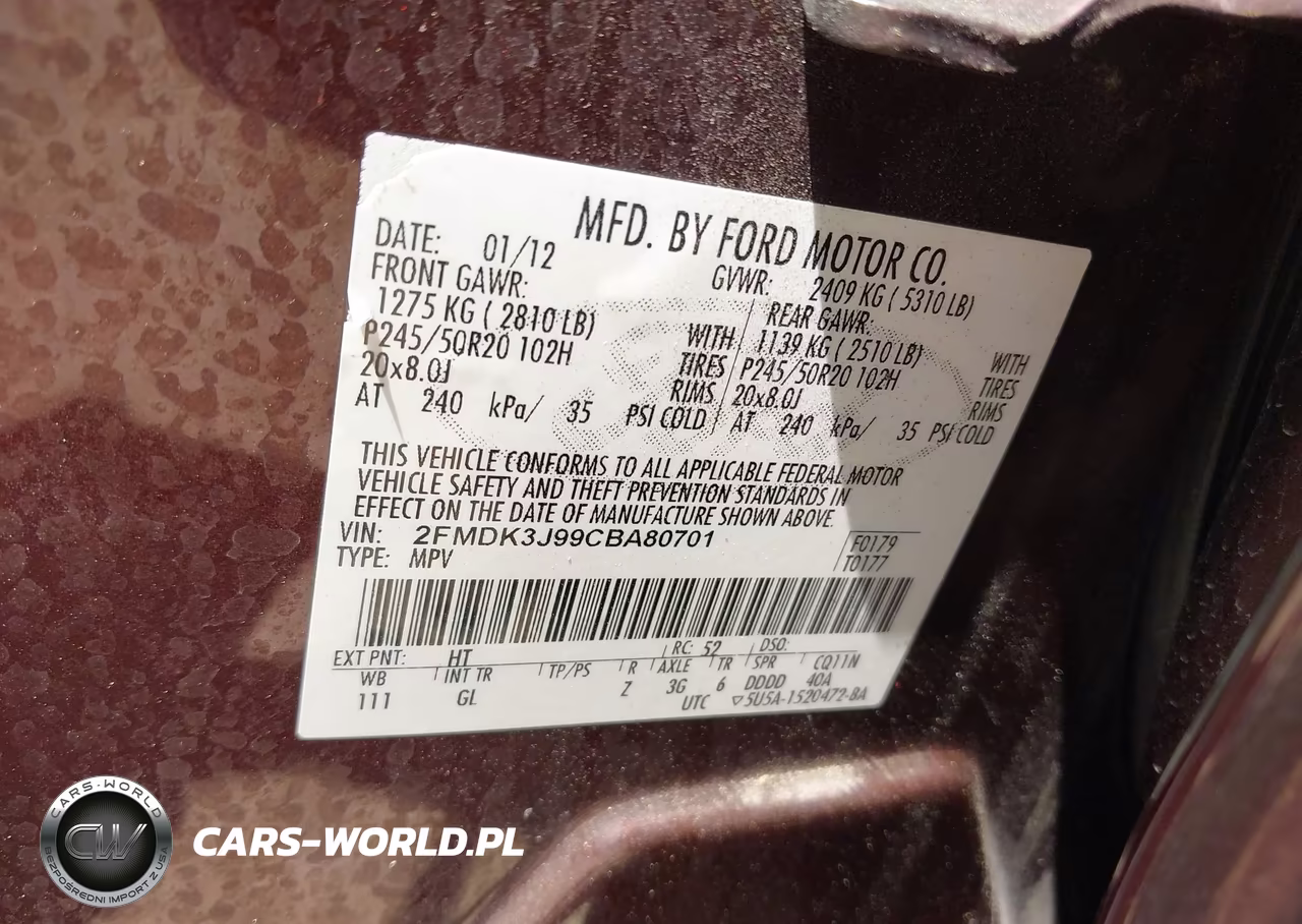 2012 Ford Edge Sel VIN:2FMDK3J99CBA80701 - 9