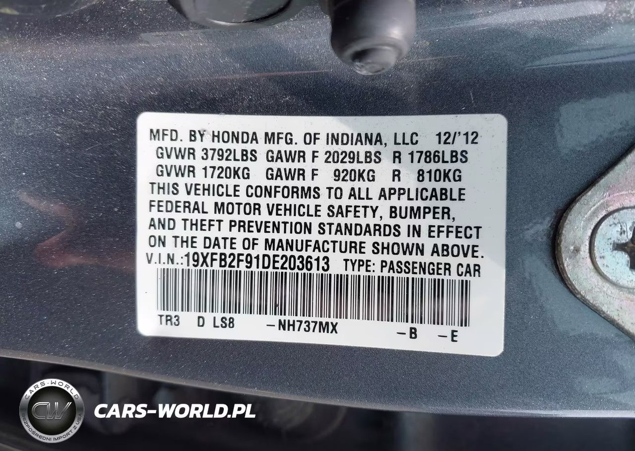 2013 Honda Civic Ex-L VIN:19XFB2F91DE203613 - 9