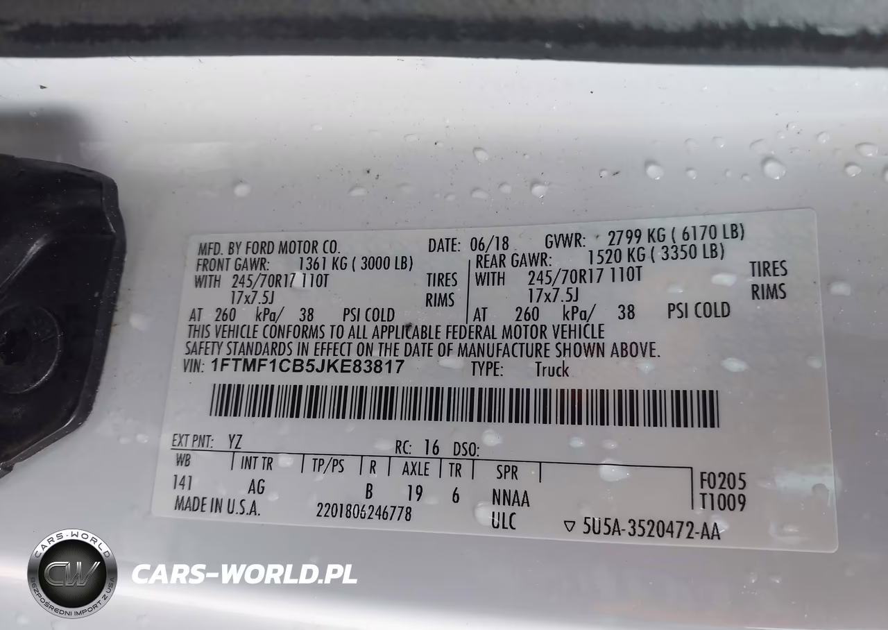 2018 Ford F-150 Xl VIN:1FTMF1CB5JKE83817 - 9