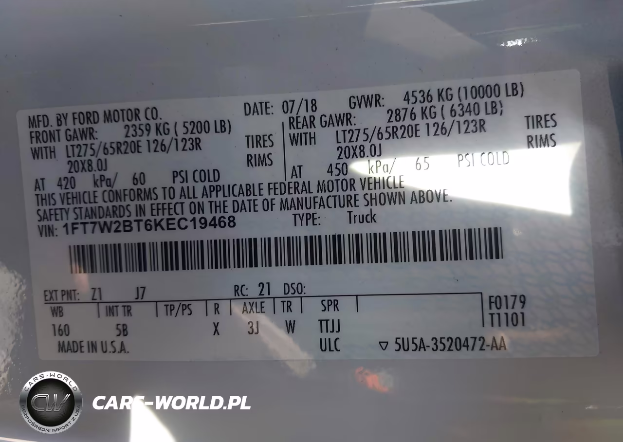 2019 Ford F-250 Lariat VIN:1FT7W2BT6KEC19468 - 9