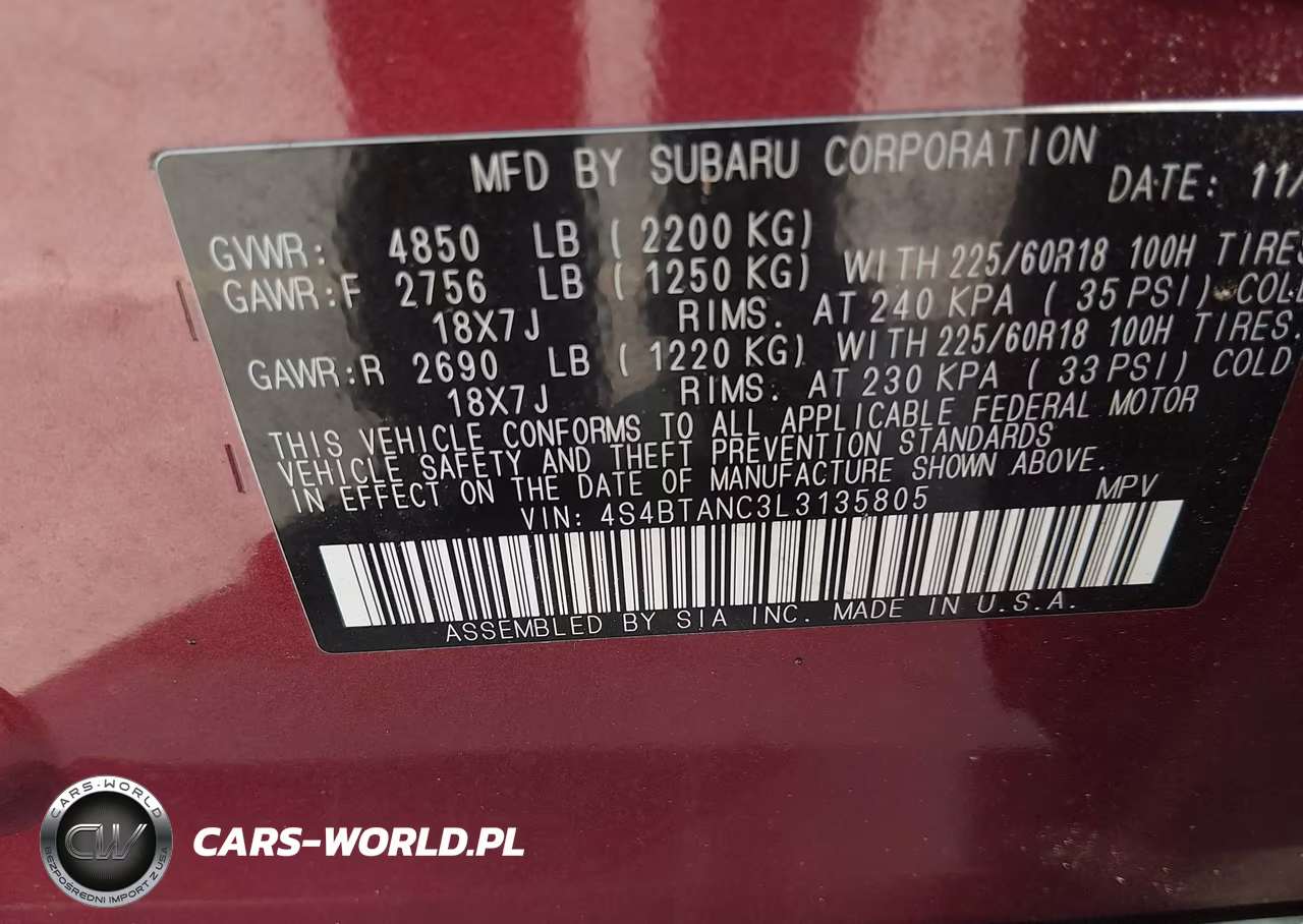 2020 Subaru Outback Limited VIN:4S4BTANC3L3135805 - 9