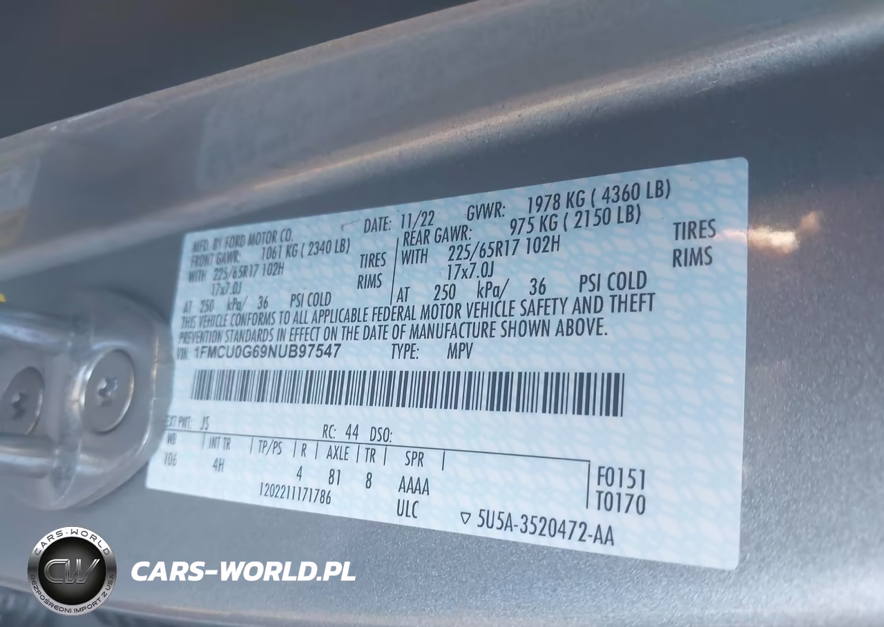 2022 Ford Escape Se VIN:1FMCU0G69NUB97547 - 9
