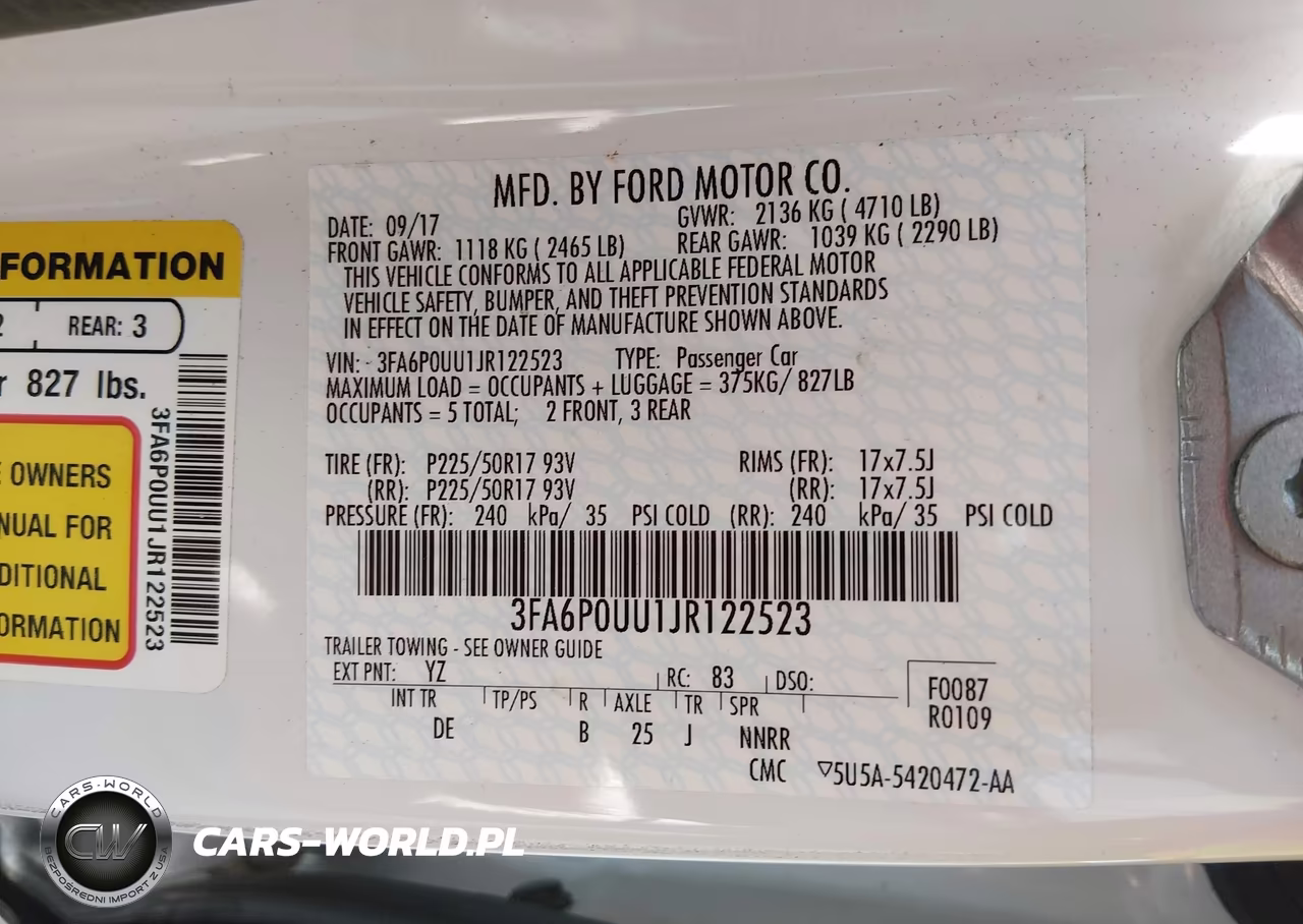 2018 Ford Fusion Hybrid S VIN:3FA6P0UU1JR122523 - 9