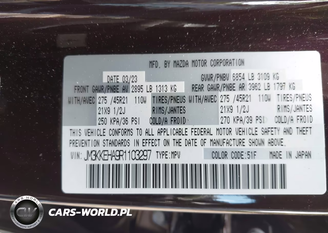 2024 Mazda Cx-90 Phev Premium Plus VIN:JM3KKEHA9R1103297 - 9