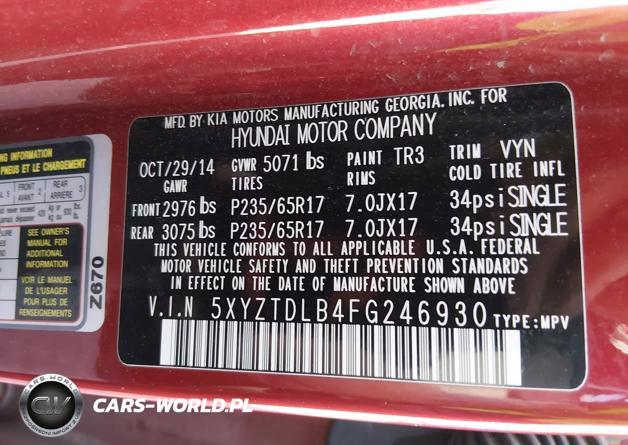 2015 Hyundai Santa Fe Sport 2.4L VIN:5XYZTDLB4FG246930 - 9